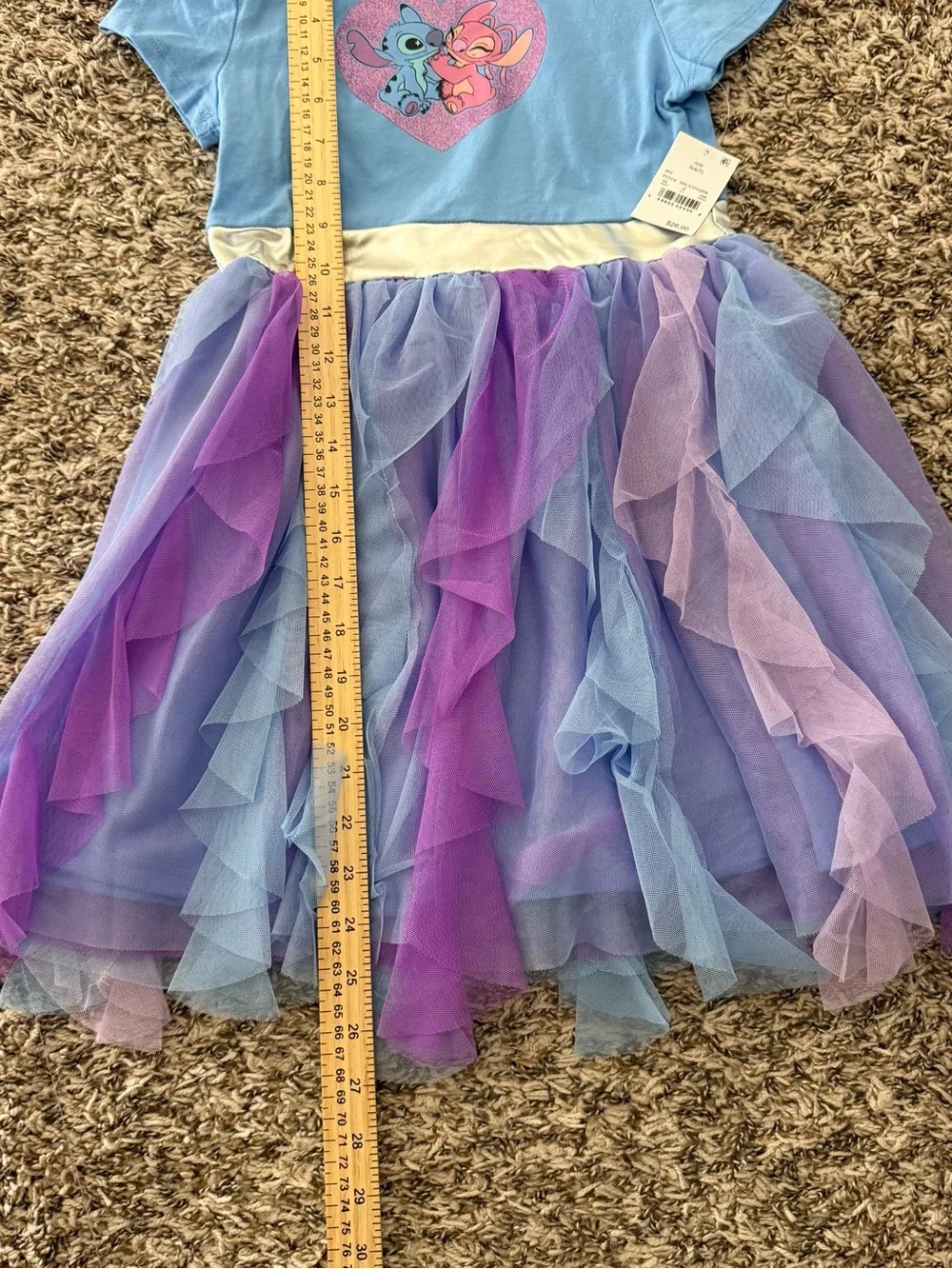 Disney NWT Lilo and Stitch blue and purple tutu dress with hood Girls size S 6/7